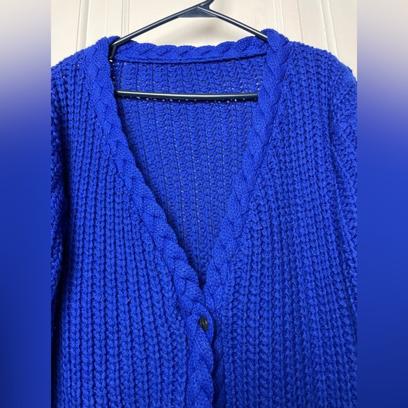 Gorgeous royal blue thick winter wool tweed coat jacket - Picture 4 of 8